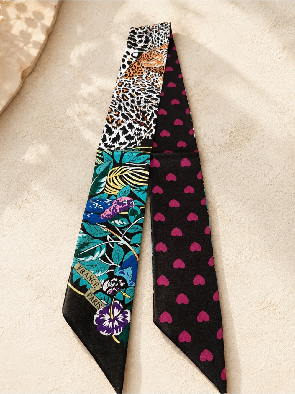 Designer Inspired Leopard Heart Tropical Twilly Scarf
